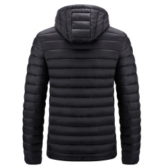 zipper up men puffer jacket cotton insulated jacket with detachable hood