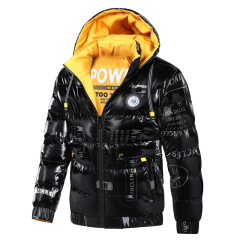 reversible men puffer jacket fashion full printed polish street mens bubble coat
