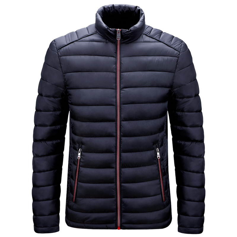 stand collar cotton quilted mens puffer jacket zipper up winter over coat