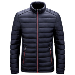 stand collar cotton quilted mens puffer jacket zipper up winter over coat