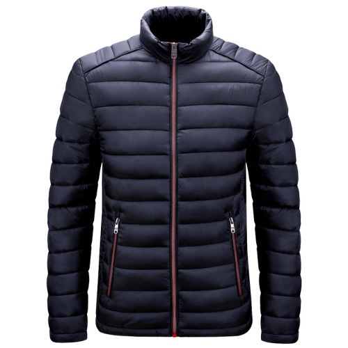 stand collar cotton quilted mens puffer jacket zipper up winter over coat