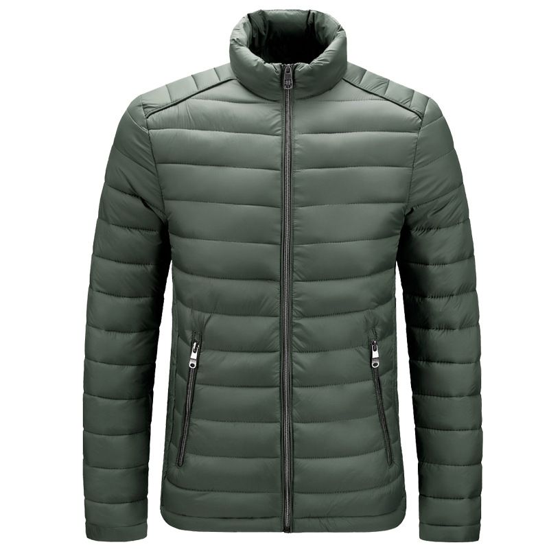 stand collar cotton quilted mens puffer jacket zipper up winter over coat