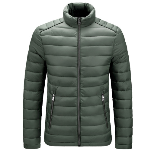 stand collar cotton quilted mens puffer jacket zipper up winter over coat