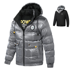 reversible men puffer jacket fashion full printed polish street mens bubble coat
