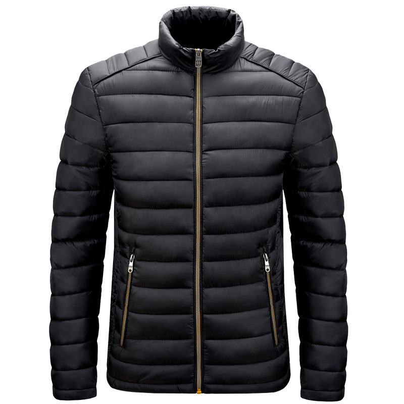 stand collar cotton quilted mens puffer jacket zipper up winter over coat