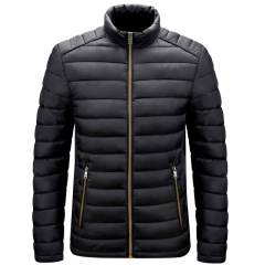 stand collar cotton quilted mens puffer jacket zipper up winter over coat
