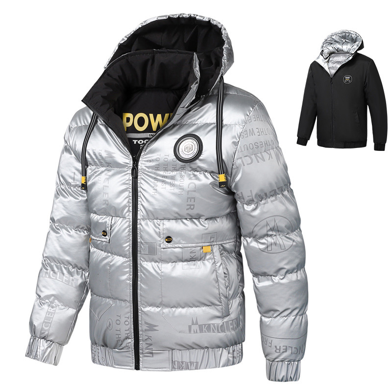 reversible men puffer jacket fashion full printed polish street mens bubble coat
