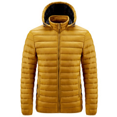 zipper up men puffer jacket cotton insulated jacket with detachable hood
