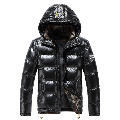 hooded men puffer coat polish fashion insulated cotton padded bubble jacket outerwear