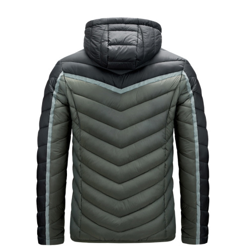 contrasted color full zipper up mens puffer jacket hooded