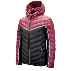 contrasted color full zipper up mens puffer jacket hooded