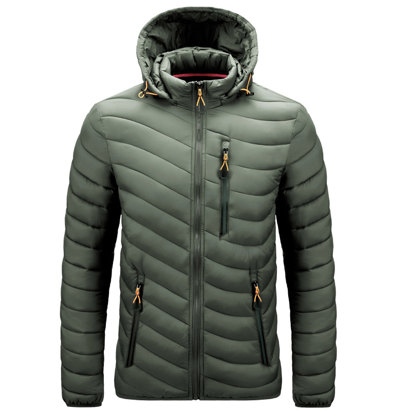 waterproof zipper mens puffer jacket hooded male insulated winter coat outerwear