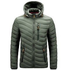 waterproof zipper mens puffer jacket hooded male insulated winter coat outerwear