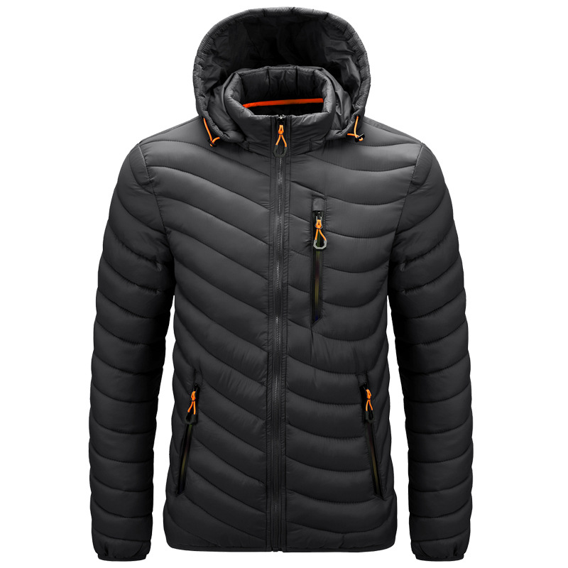 waterproof zipper mens puffer jacket hooded male insulated winter coat outerwear