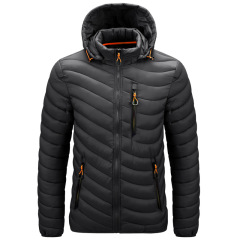 waterproof zipper mens puffer jacket hooded male insulated winter coat outerwear