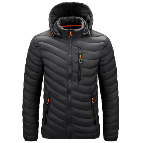 waterproof zipper mens puffer jacket hooded male insulated winter coat outerwear