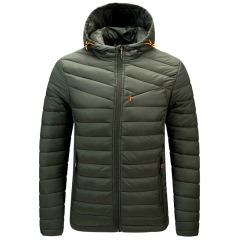 zipper pocket mens insulated puffer jacket hooded cotton padded winter coat