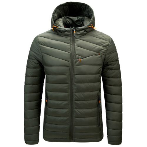 zipper pocket mens insulated puffer jacket hooded cotton padded winter coat