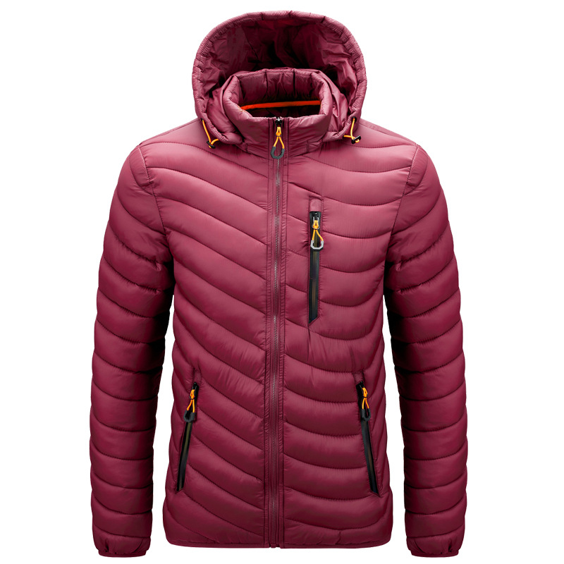 waterproof zipper mens puffer jacket hooded male insulated winter coat outerwear