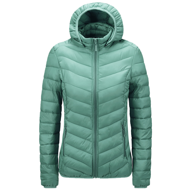 women V shaped cotton quilted puffer jacket solid color winter insulated winter coat