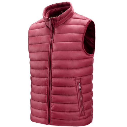 stand collar men gilet full zipper up cotton padded men puffer jacket without sleeve