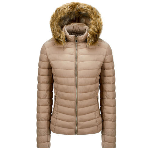 quality faux fur detachable hood womens puffer jacket cotton insulated winter bubble coat