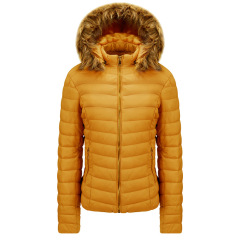 quality faux fur detachable hood womens puffer jacket cotton insulated winter bubble coat