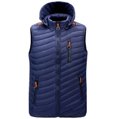 detachable hood zipper pocket winter warm insulated waist coat mens gilted cotton padded outer vest