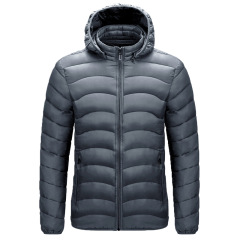 men cotton padded quilted jacket winter insulated outdoor windproof outer coat with hood