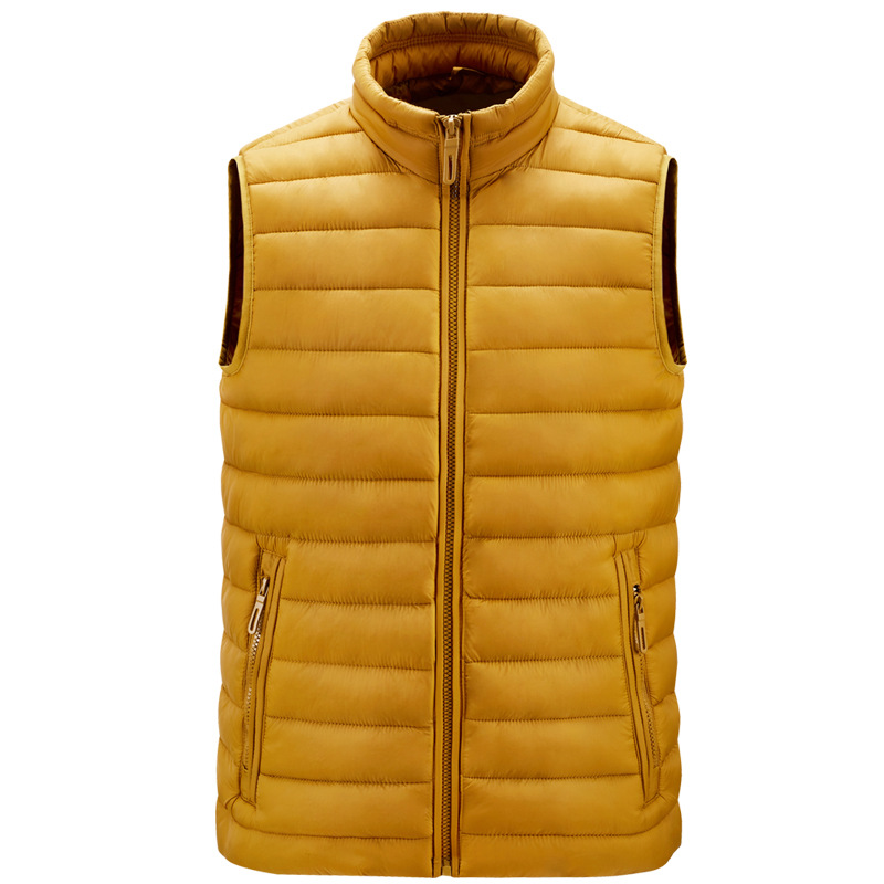 stand collar men gilet full zipper up cotton padded men puffer jacket without sleeve