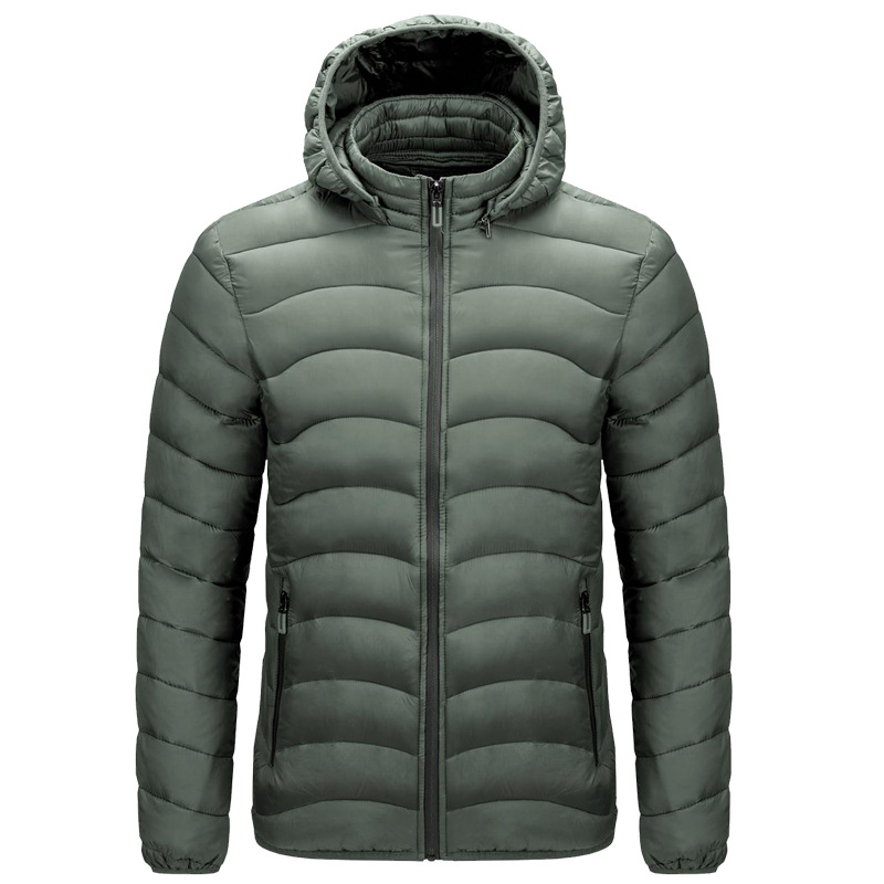 men cotton padded quilted jacket winter insulated outdoor windproof outer coat with hood