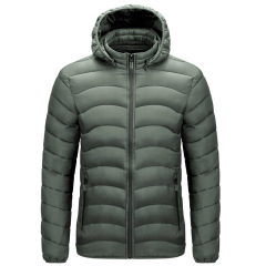 men cotton padded quilted jacket winter insulated outdoor windproof outer coat with hood