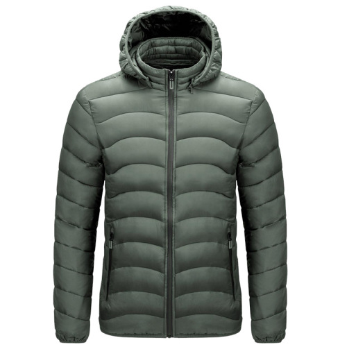 men cotton padded quilted jacket winter insulated outdoor windproof outer coat with hood