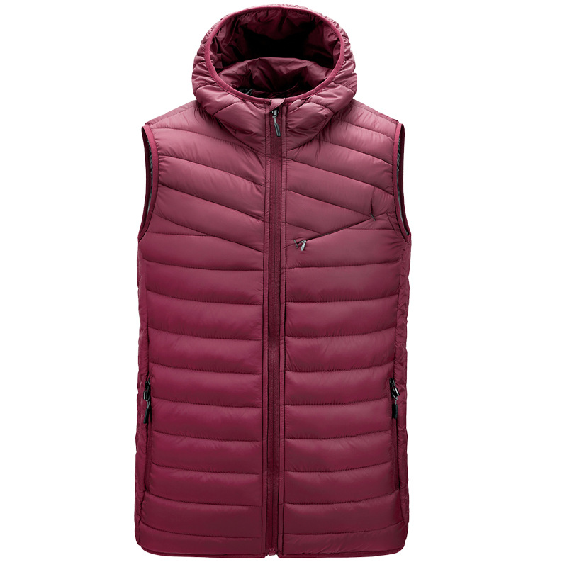 hooded men insulated waist coat zipper up cotton padded winter vest mens gilet