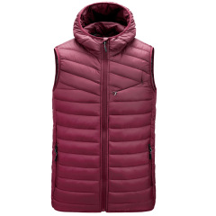 hooded men insulated waist coat zipper up cotton padded winter vest mens gilet