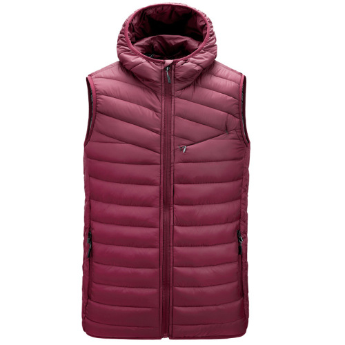 hooded men insulated waist coat zipper up cotton padded winter vest mens gilet
