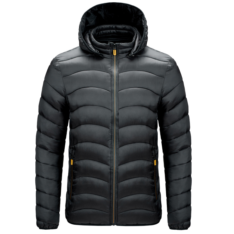 men cotton padded quilted jacket winter insulated outdoor windproof outer coat with hood