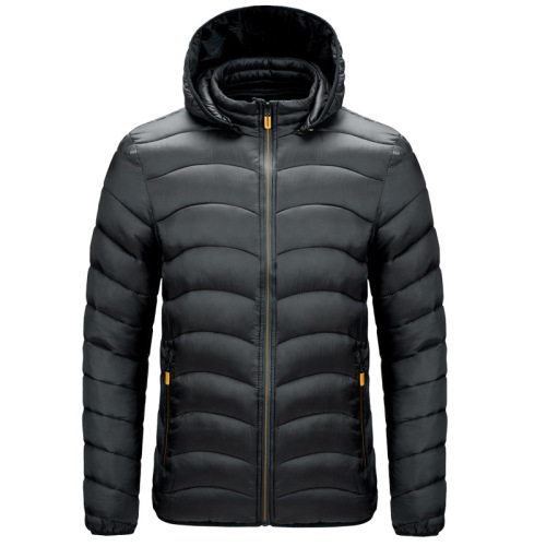 men cotton padded quilted jacket winter insulated outdoor windproof outer coat with hood