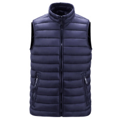 stand collar men gilet full zipper up cotton padded men puffer jacket without sleeve