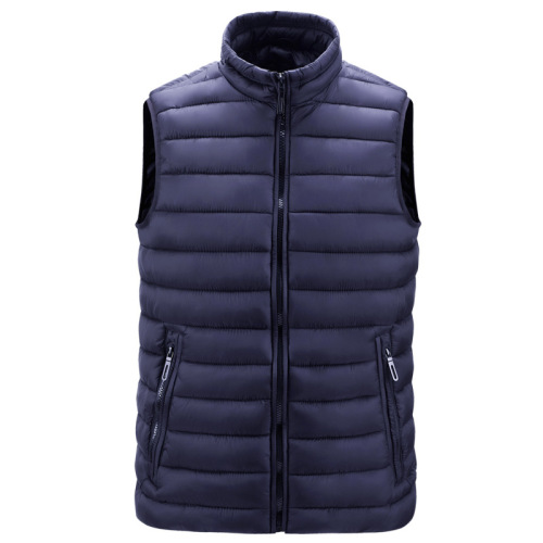 stand collar men gilet full zipper up cotton padded men puffer jacket without sleeve