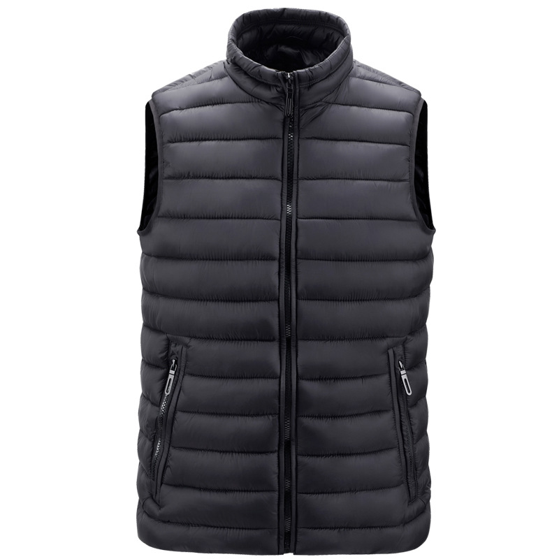 stand collar men gilet full zipper up cotton padded men puffer jacket without sleeve