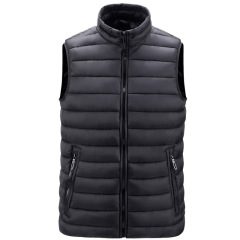 stand collar men gilet full zipper up cotton padded men puffer jacket without sleeve