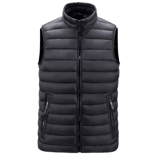 stand collar men gilet full zipper up cotton padded men puffer jacket without sleeve