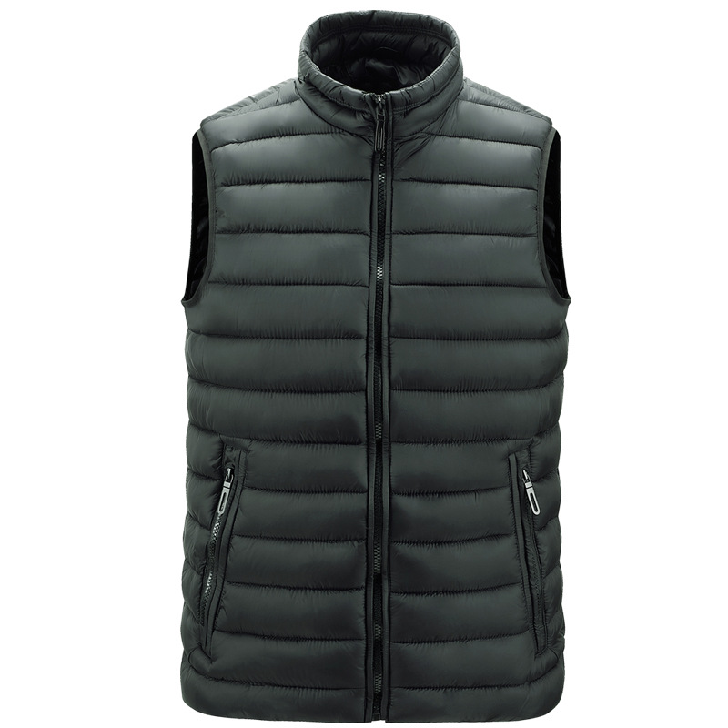 stand collar men gilet full zipper up cotton padded men puffer jacket without sleeve