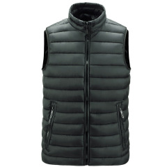 stand collar men gilet full zipper up cotton padded men puffer jacket without sleeve