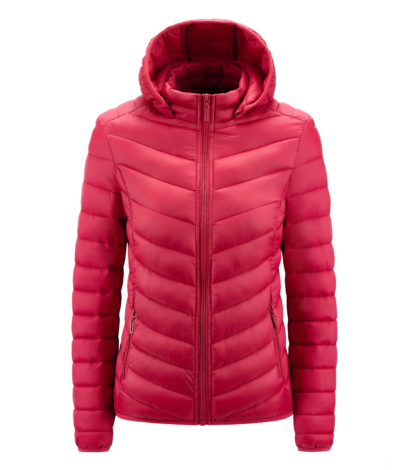women V shaped cotton quilted puffer jacket solid color winter insulated winter coat