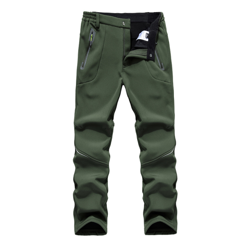 mens softshell pants pure color fleece lined outdoor hiking pants for winter