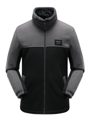 thicker men polar fleece jacket patchwork outdoor hiking insulated jacket