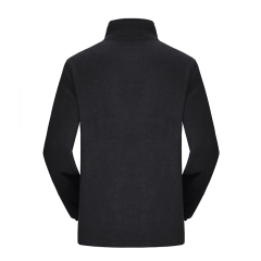 black mens polar fleece jacket zipper up embroidery outdoor winter hiking insulated coat