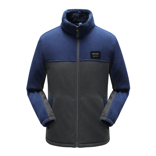 thicker men polar fleece jacket patchwork outdoor hiking insulated jacket